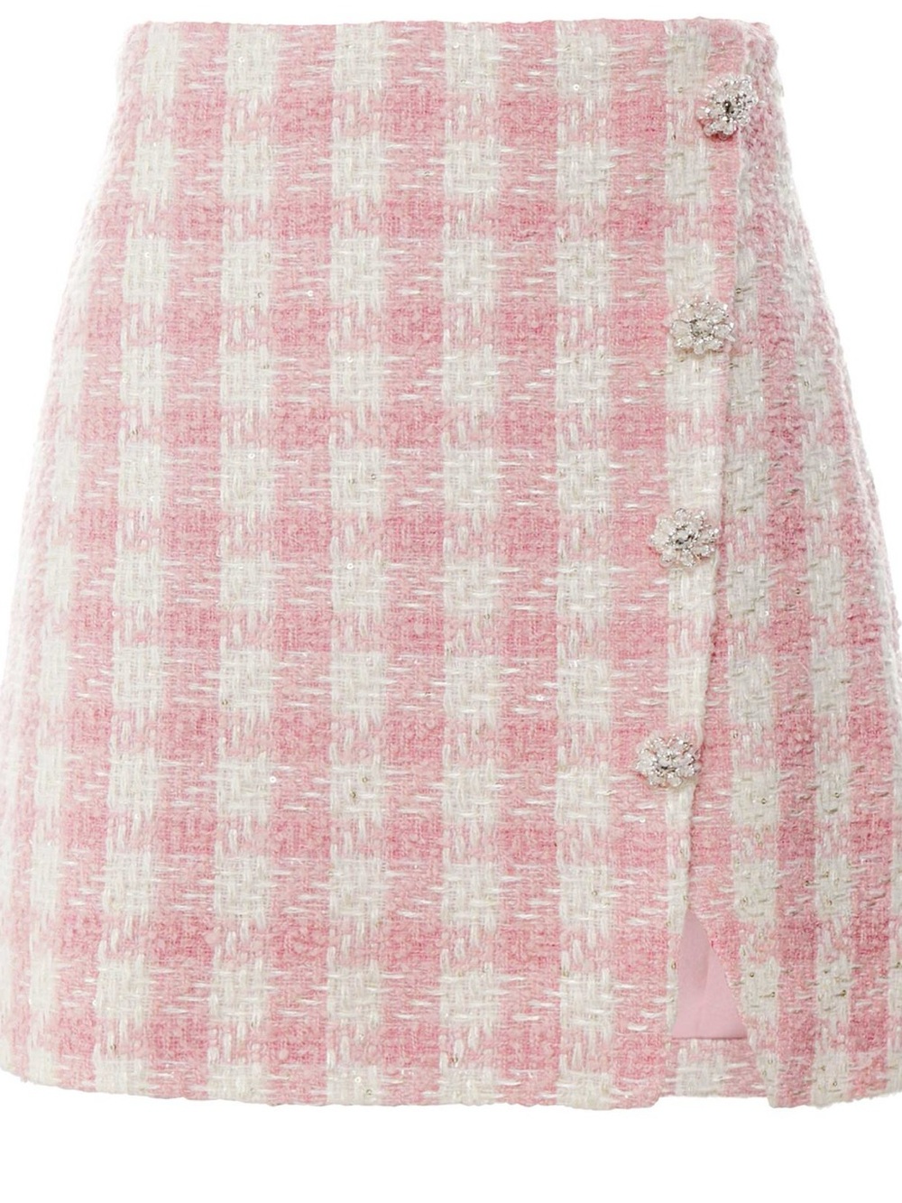 SELF-PORTRAIT Check Bouclé Mini Skirt Size 6